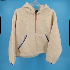 Wild Fable Cream Sherpa women Jacket with Blue Accents